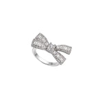 Bow Baguette Cubic Zirconia Silver Anti Tarnish Adjustable Ring Bulk