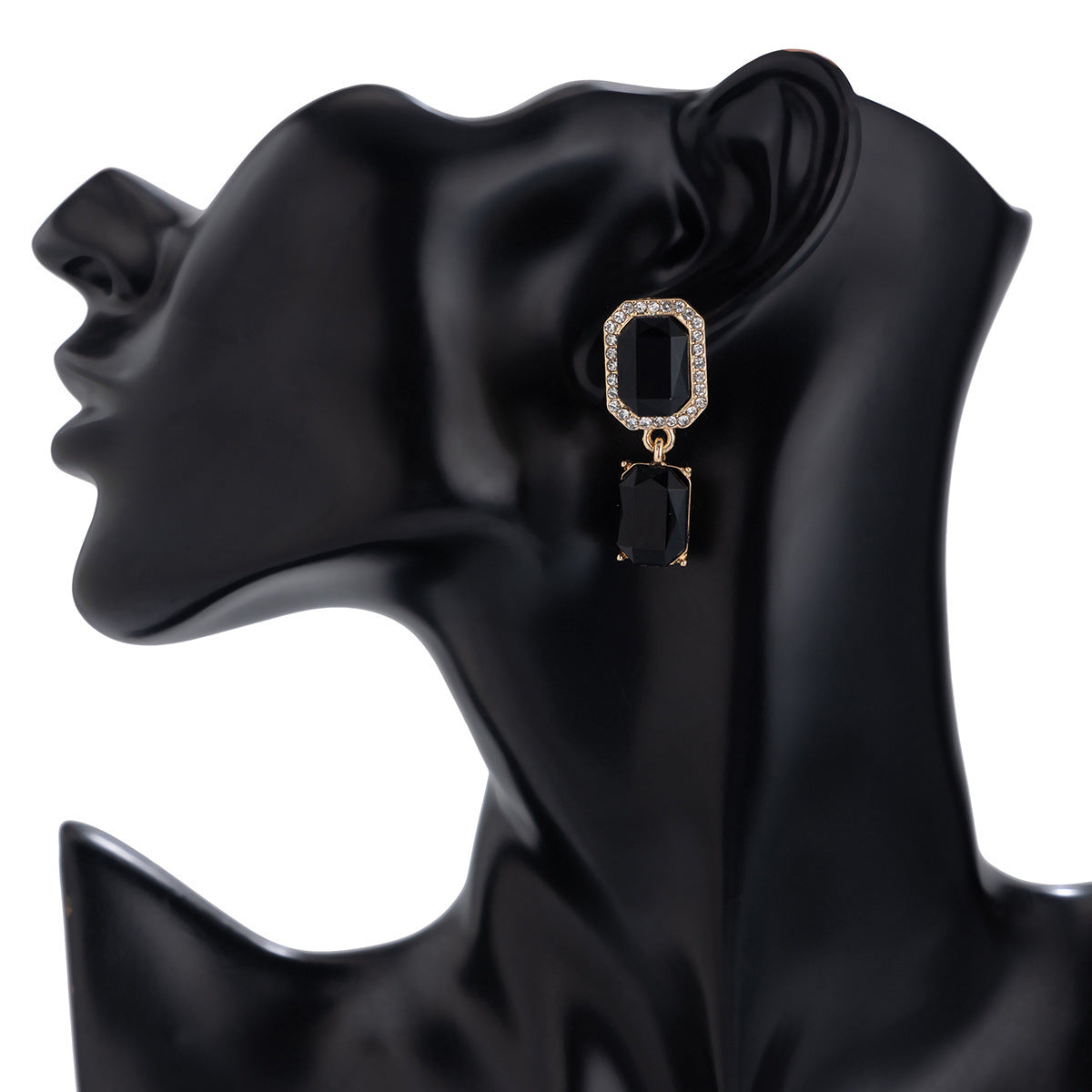 Cushion Black White 18K Gold Pearl CZ Choker Necklace Earring Set Bulk