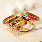 Rainbow Multicolour Enamel 18K Gold Plated Openable Kada Bracelet Bulk