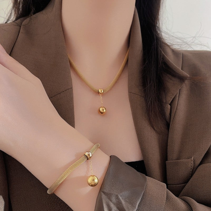 18K Gold Stainless Steel Anti Tarnish Snake Chain Necklace Bracelet Earring Set For Women Secondary image