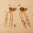 18K Gold Anti Tarnish Stainless Steel Ball Layer Tassel Dangler Earrings For Women