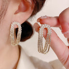 Rhinestone Pearl Layer Gold Anti Tarnish Dangler Tassel Earring Bulk