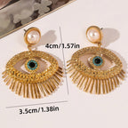 Gold Evil Eye Rhinestone Drop Earrings For Women Bulk