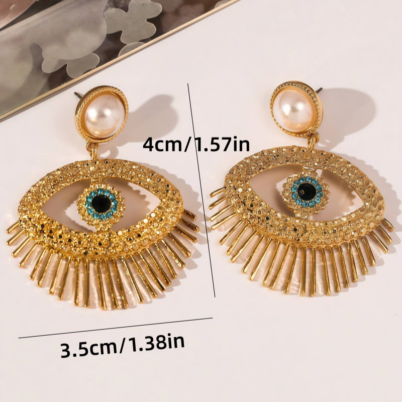 Gold Evil Eye Rhinestone Drop Earrings For Women Bulk
