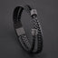 Hexagon Ring Dual Layer Black Rope Learther Stainless Steel Bracelet For Men