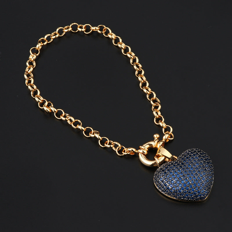 Multi Color Heart Cubic Zirconia Anti Tarnish Copper Bracelet Women Bulk