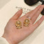Luxury Openwork Ball Gold Silver Plated CZ Copper Stud Earrings Bulk