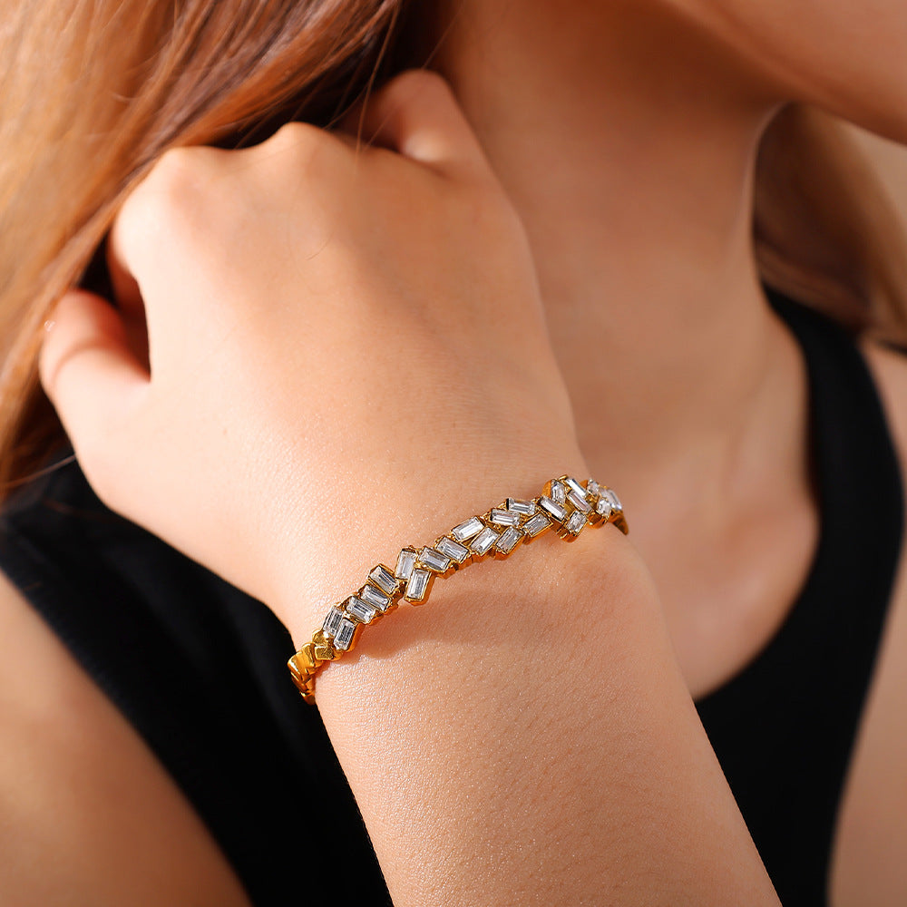 Designer Baguette Gold Plated CZ Anti Tarnish Copper Cuff & Kada Bulk