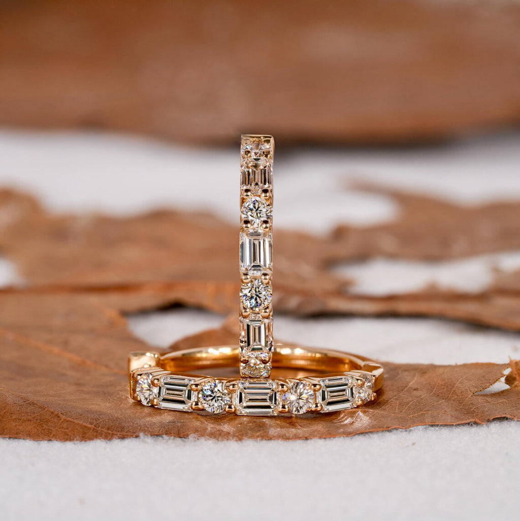 Baguette Rectangle Rhinestone Gold Hoop Anti Tarnish Earring Bulk