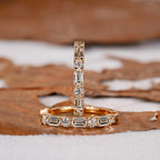 Baguette Rectangle Rhinestone Gold Hoop Anti Tarnish Earring Bulk