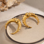 Crescent Moon Gold CZ Anti Tarnish Stainless Steel Stud Earring Bulk