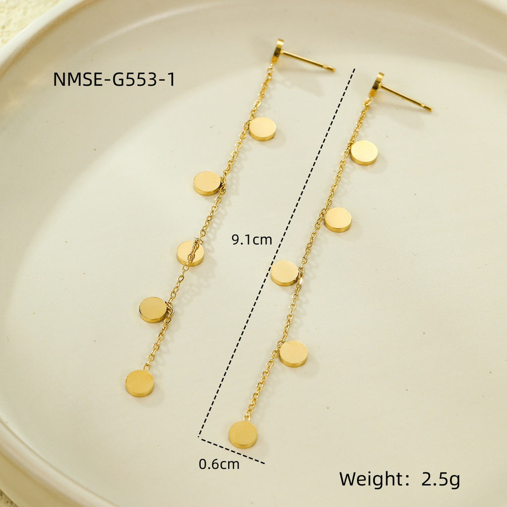 18K Gold Silver Stainless Steel Anti Tarnish Dangle Long Tassel Chain Earrings For Women