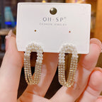 Rhinestone Pearl Layer Gold Anti Tarnish Dangler Tassel Earring Bulk