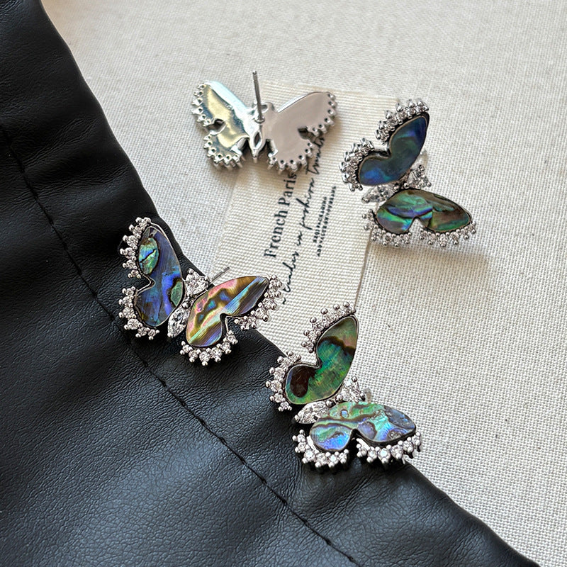 Shall Butterfly Cubic Zirconia Silver Anti Tarnish Stud Earring Bulk Secondary image