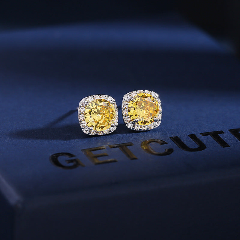 Bulk Square Silver CZ Halo Stud Earrings â€“ Anti Tarnish Copper