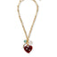 Heart Gold Maroon Pearl CZ Anti Tarnish Necklace Pendant Chain Bulk