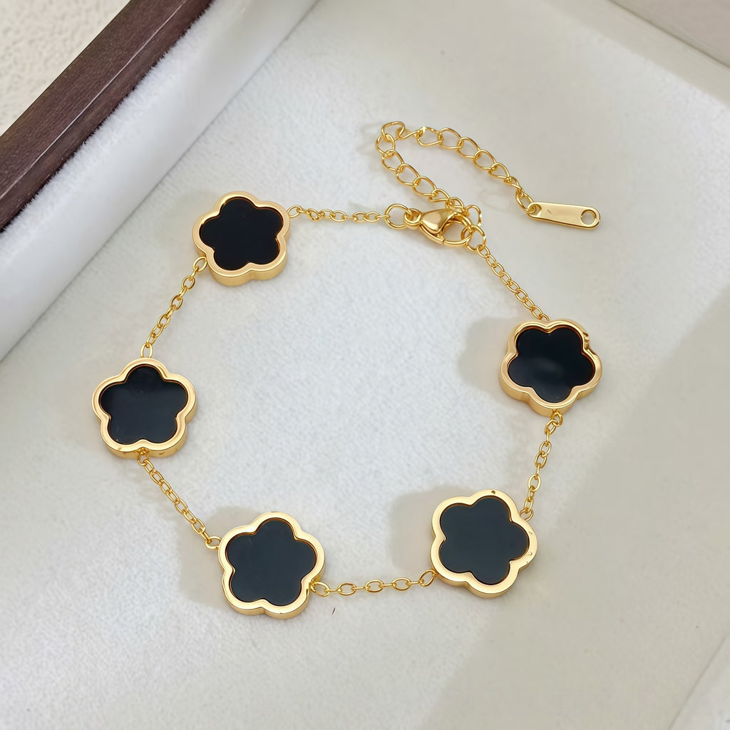 Multi Charms Gold Mother of Pearl Enamel Stainless Steel Bracelet Bulk