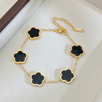 Multi Charms Gold Mother of Pearl Enamel Stainless Steel Bracelet Bulk