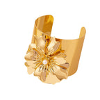 Wholesale Flower Gold Plated Pearl Alloy Cuff & Kada For Women