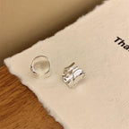 Bow Ribbon Glossy Silver Ear Cuff Earring Pair For Women Bulk