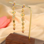 Gold Silver Spectrum Chunky CZ Copper Dangler Earrings Bulk
