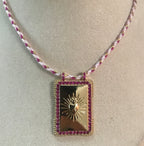 Heart Love CZ 18K Gold Pink Thread Anti Tarnish Necklace Pendant Bulk
