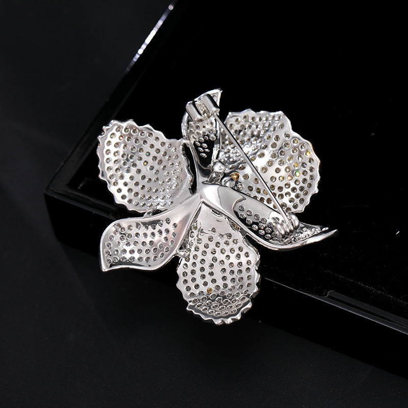 Floral Flower Silver Blue Gold Pink CZ Anti Tarnish Brooch Bulk