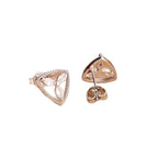 Silver Triangle Floral Cubic Zirconia Copper Stud Earrings For Women Bulk