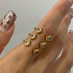 Princess Solitaire 18K Gold CZ Stainless Steel Free Size Ring Bulk