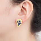 Blue Evil Eye Gold Plated CZ Anti Tarnish Copper Hoop Earrings Bulk