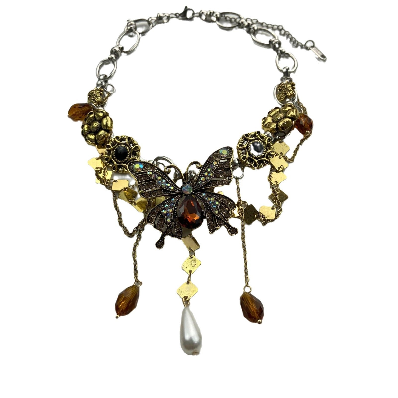 Butterfly Flower Multicolour 18K Gold Anti Tarnish Charm Necklace Bulk