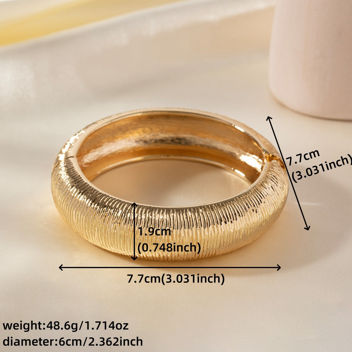 Wrinkled 18K Gold Silver Anti Tarnish Openable Kada Bracelet Bulk