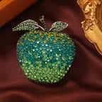 Red Green Apply Gold Plated Rhinestone Brooch For Women Bulk