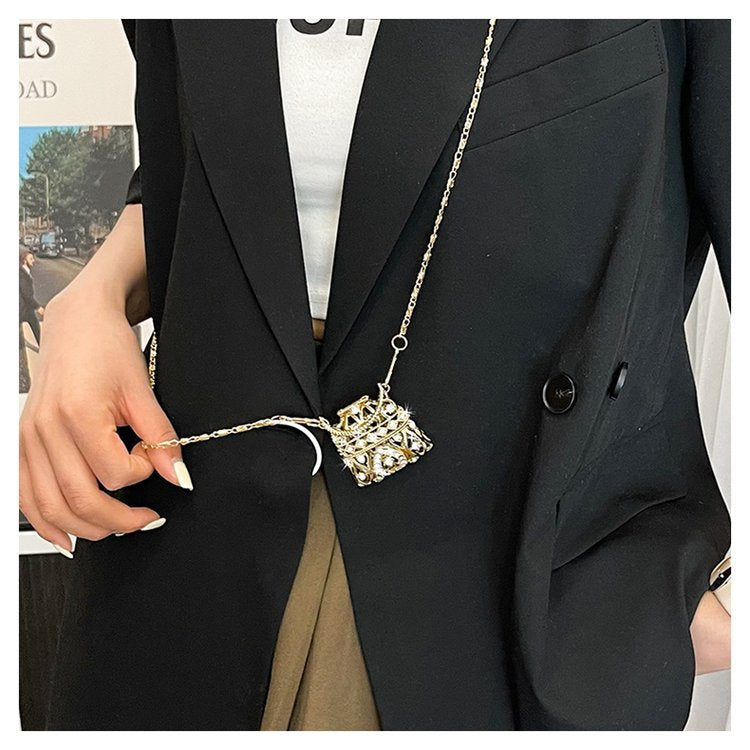 Cubic Zirconia 18K Gold Silver Banquet Shoulder Chain Small Bag Bulk