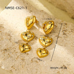 Heart Gold Silver Stainless Steel Anti Tarnish Dangler Earring Bulk