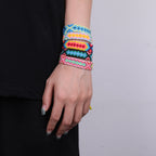 Bohemian Rainbow Braided Threads Adjustable Bracelet For Women Bulk