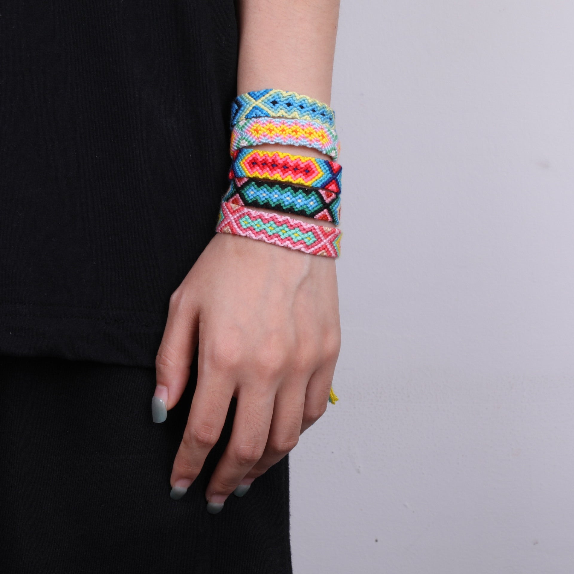 Bohemian Rainbow Braided Threads Adjustable Bracelet For Women Bulk