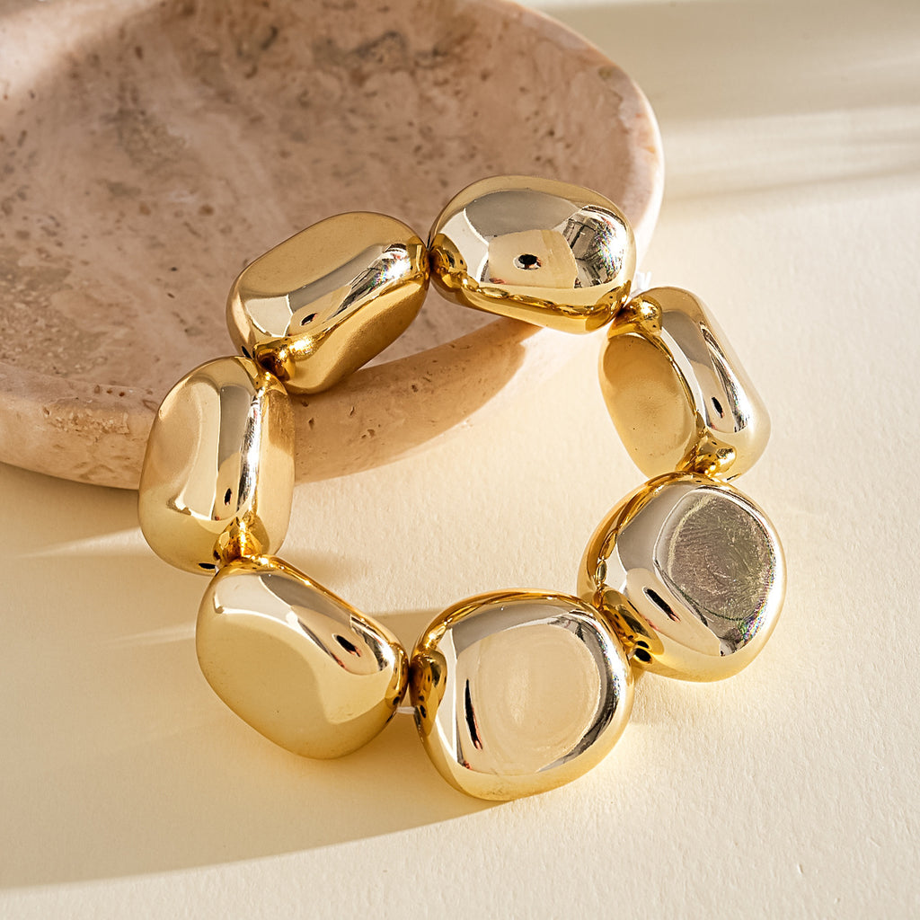 Designer Dual Tone Stretchable Gold Silver Plated Alloy Bracelet Bulk