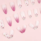 Luxury Pink Floral Gradient Almond Press-On Nails Pack Of 10 Bulk