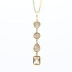 Geometric Shape Solitaire CZ 18K Gold Multi Pendant Chain Bulk