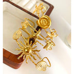 Starfish Conch Sun 18K Gold Stainless Steel Anti Tarnish Bracelet Cuff For Women
