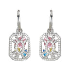 Trendy Openwork Hexagon Silver Plated CZ Copper Hoop Earrings Bulk
