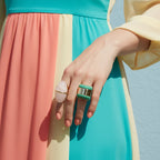 Luxury Green & Orange Resin Gold Plated Adjustable Ring For Women Bulk