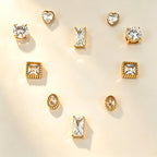 Designer Round Teardrop Square Heart Gold CZ Copper Stud Earrings Bulk