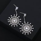 Luxury Snowflake Silver Plated CZ Anti Tarnish Copper Drop Earrings Bulk