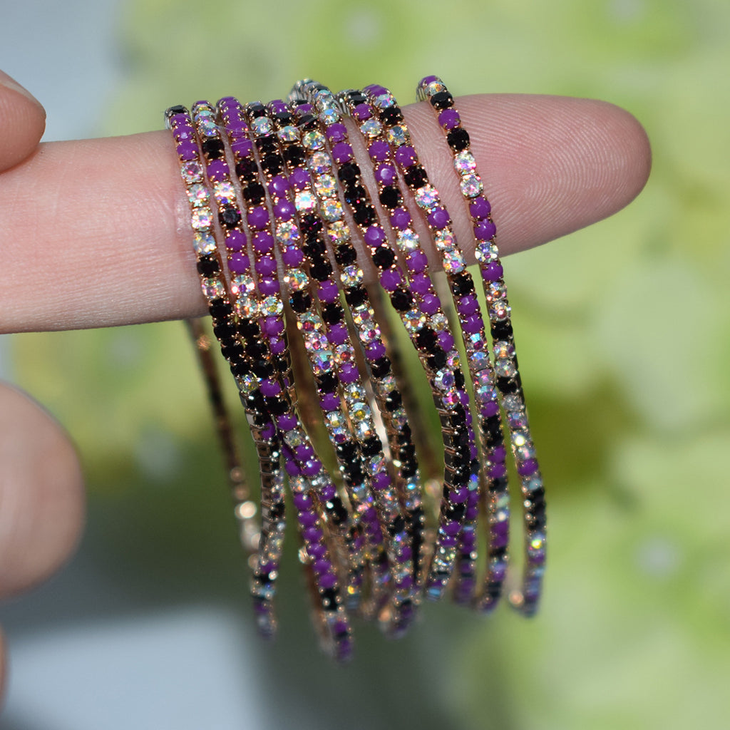 18K Gold Silver Multi Rhinestone Bracelet Bangle Adjustable Women Bulk
