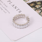 Baguette CZ 18K Gold Silver Anti Tarnish Adjustable Band Ring Bulk