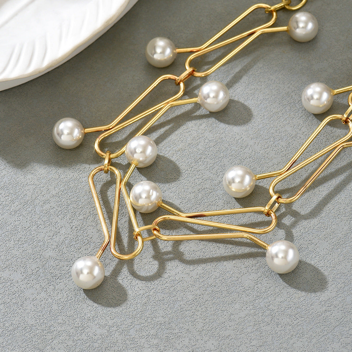 White Links Gold Plated Pearl Necklace For Women Bulk