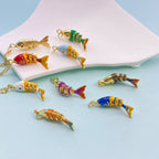 Multi Color Fish Gold Plated Enamel Copper Pendant Chain Women Bulk