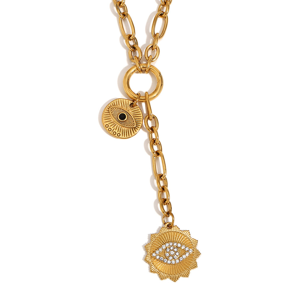 Wheel Heart 18k Gold Stainless Steel Anti Tarnish Necklace Pendant Chain For Women